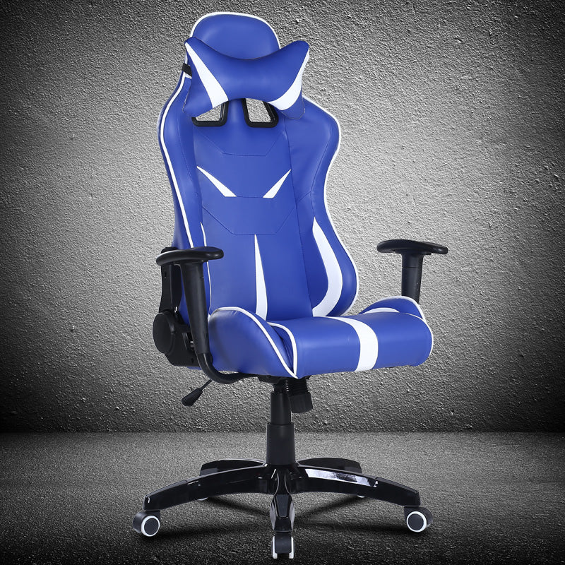 Mecha-Style Gaming Chair Multi-Color Ergonomic Reclining Chair with PU Leather Upholstery