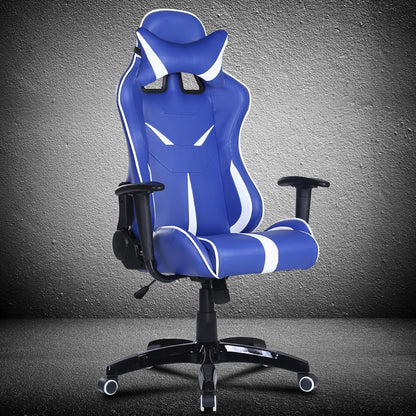 Mecha-Style Gaming Chair Multi-Color Ergonomic Reclining Chair with PU Leather Upholstery
