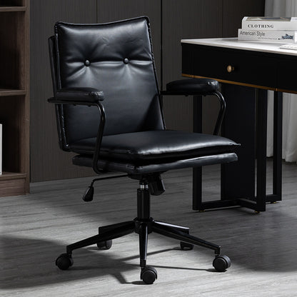 Office Chair Mid-Back Ergonomic Desk Chair with Button-Tufted PU Leather 360° Swivel & Height Adjustment Multi-Color Luxury Chair for Home Office & Vanity