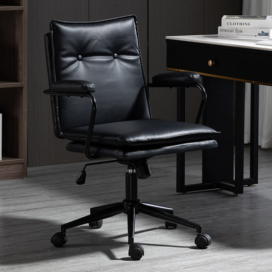 Office Chair Mid-Back Ergonomic Desk Chair with Button-Tufted PU Leather 360° Swivel & Height Adjustment Multi-Color Luxury Chair for Home Office & Vanity