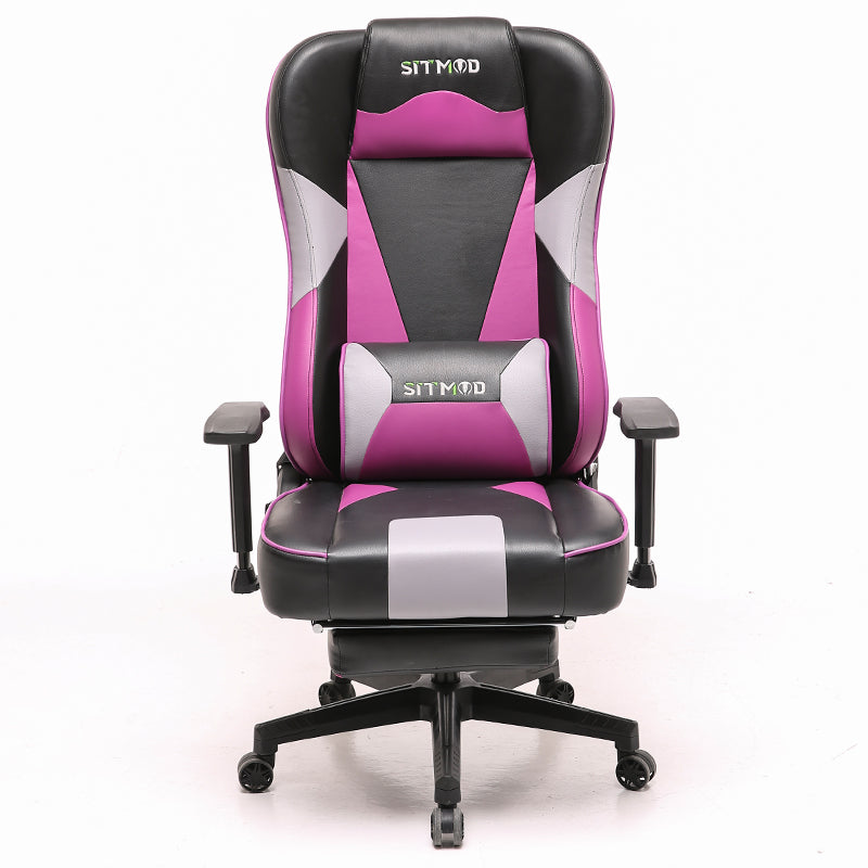 P10-SITMOD Red-Black-White Gaming Chair: Lumbar Pillow, Footrest, Adjustable Arms, Sturdy Base, Ergonomic Support for Gaming & Office Work Sessions