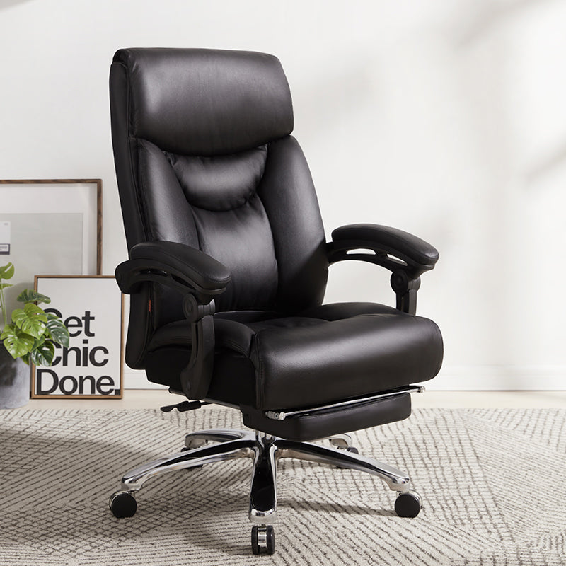 B26 Sitmod Reclining Executive Office Chair, High-Back Plush Ergonomic Desk Chair with Retractable Footrest, Premium PU Leather Office Chair with 360° Swivel & Height Adjustment, Luxury Office Chair for Home & Corporate Spaces