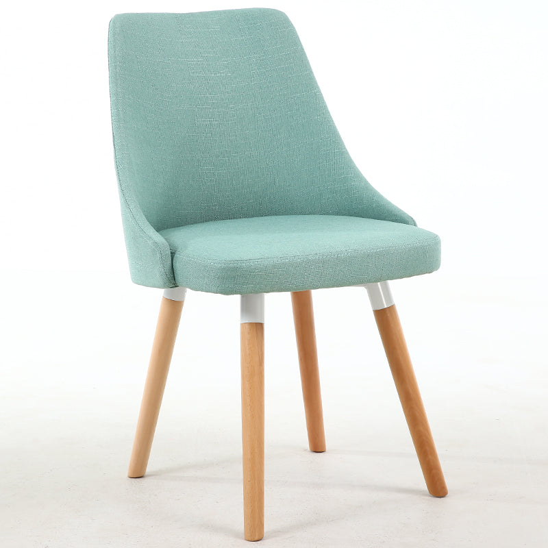 Casual Curved-Back Dining Chair Fabric Upholstery Wooden Legs & Versatile Hues