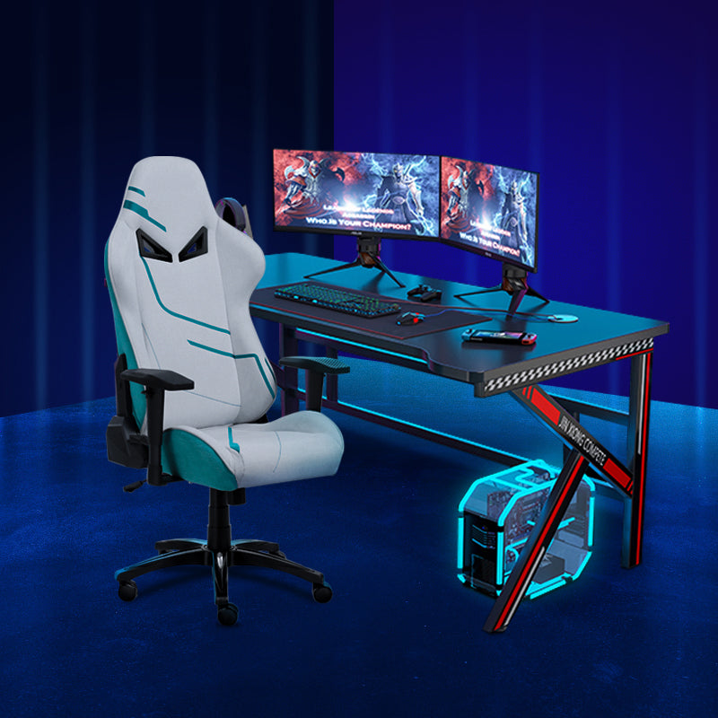 Gaming Chair: Futuristic Mask Design 150° Recline & Breathable Fabric Upholstery