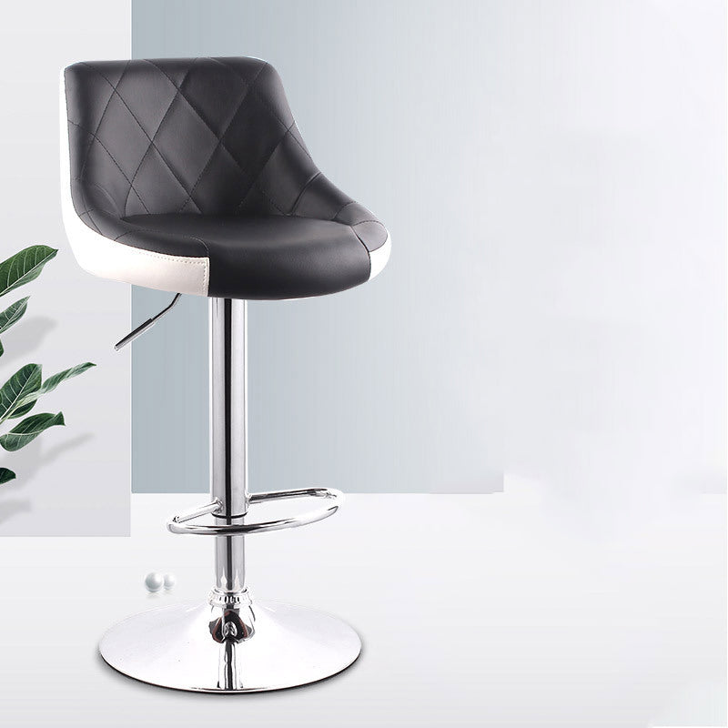 J40 Adjustable Height Bar Stool: Diamond-Quilted Leather Cushion, Multi-Color Options & Chrome Disc Base Adjustable Height Bar Stool: Diamond-Quilted Leather Cushion, Multi-Color Options & Chrome Disc Base