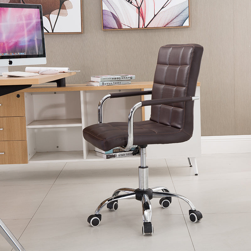 Mid-Back Office Chair Quilted Ergonomic Desk Chair with PU Leather/Fabric 360° Swivel & Height Adjustment Multi-Color Stylish Chair for Home Office & Creative Spaces