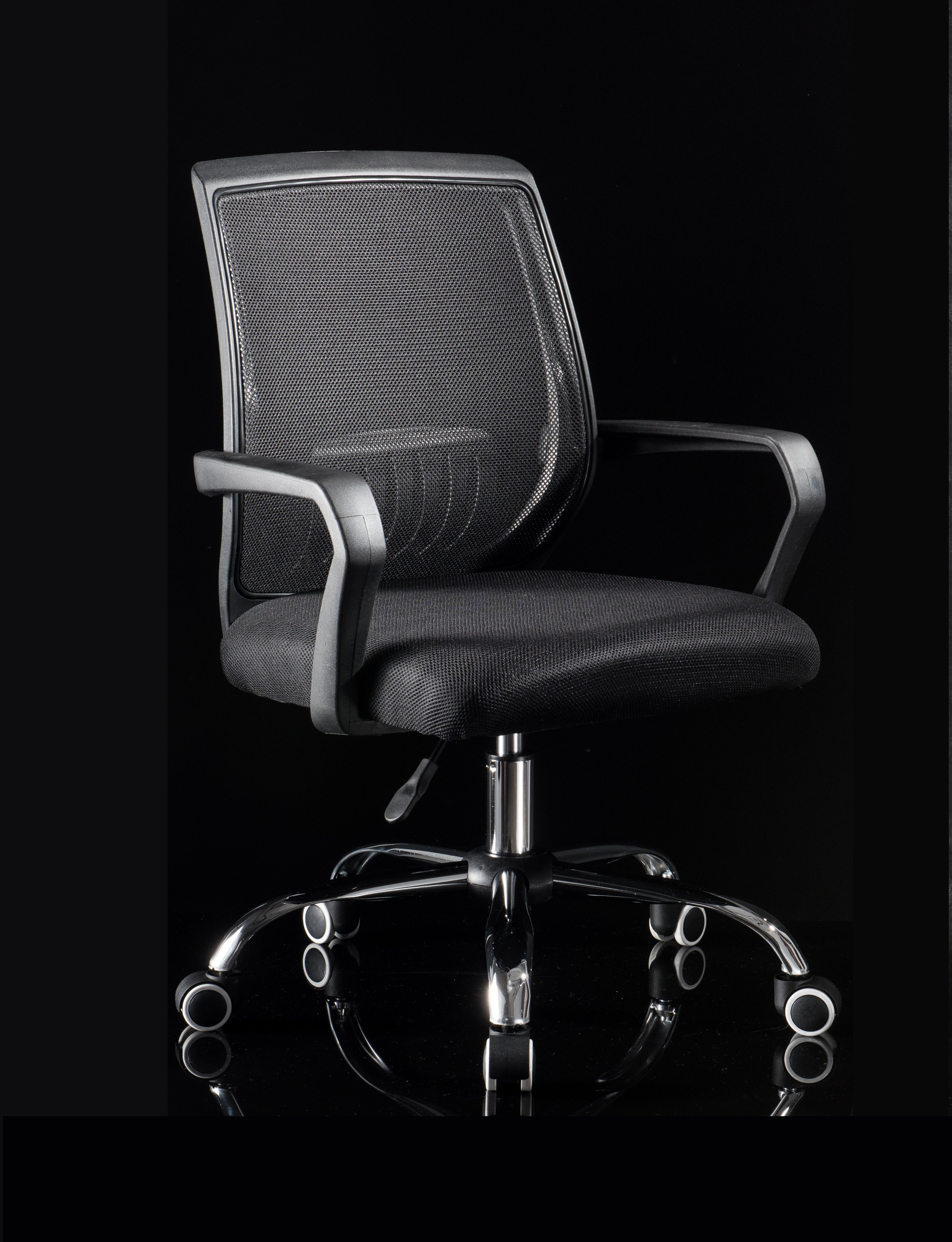 W02 Sitmod Mid-Back Mesh Office Chair, Ergonomic Desk Chair with Breathable Mesh, 360° Swivel & Height Adjustment, Black Office Chair for Home & Corporate Spaces