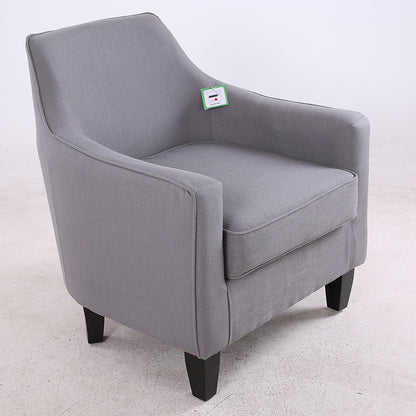 Sleek Gray Fabric Armchair Modern Contoured Design Sturdy Dark Wooden Legs Cozy Single Seater for Living Rooms & Reading Nooks