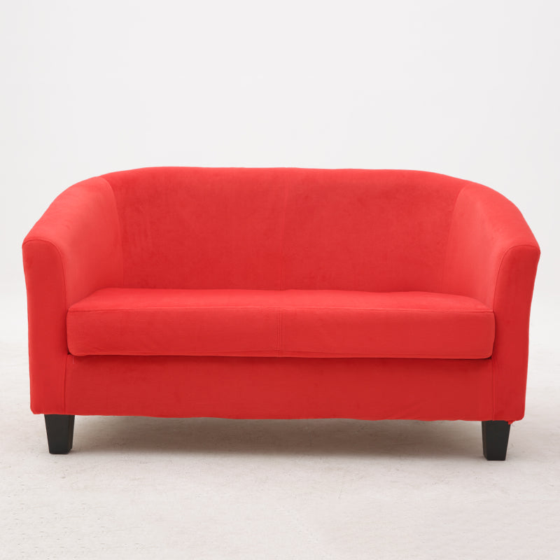 Vibrant Red Leather Tub Armchair: Sleek Curved Design, Sturdy Wooden Legs, Single Seater for Living Rooms & Cozy Reading Nooks