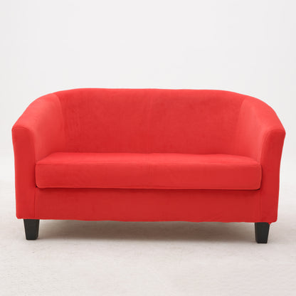 Vibrant Red Leather Tub Armchair Sleek Curved Design Sturdy Wooden Legs Single Seater for Living Rooms & Cozy Reading Nooks