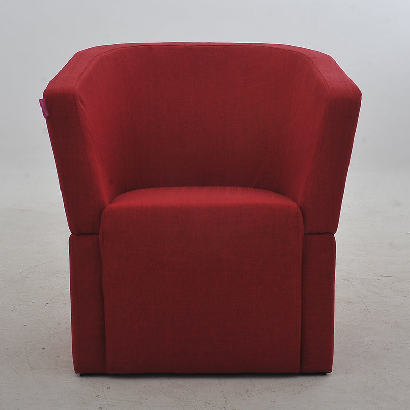 Vibrant Red Contemporary Tub Curved Armchair Soft Fabric Snug Contoured Design for Stylish Living Room & Cozy Reading Nook Spaces