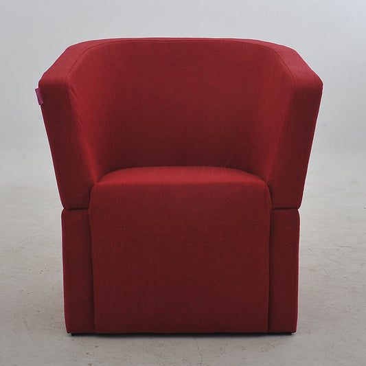 Vibrant Red Contemporary Tub Curved Armchair Soft Fabric Snug Contoured Design for Stylish Living Room & Cozy Reading Nook Spaces