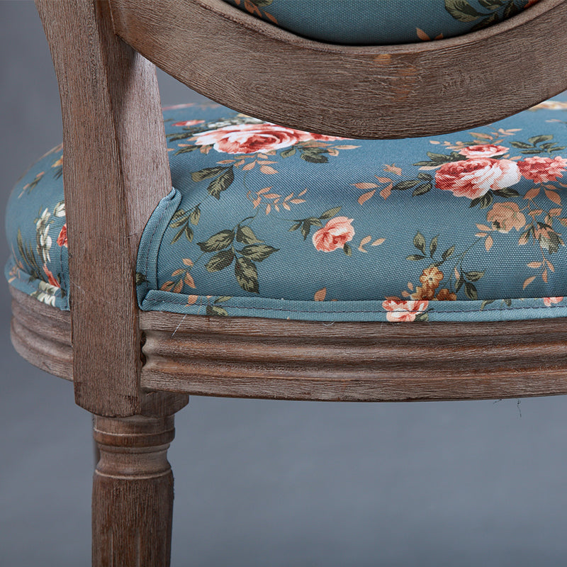 C-06 Vintage Floral & Bird Upholstered Chair - Wooden Frame for Dining/Living Room