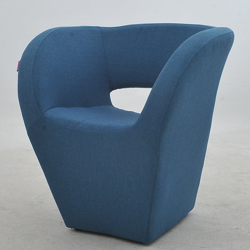 Vibrant Red Modern Hollow-Out Arm Chair: Soft Contoured Fabric Seating, Sleek Statement Piece for Stylish Living Rooms & Contemporary Spaces