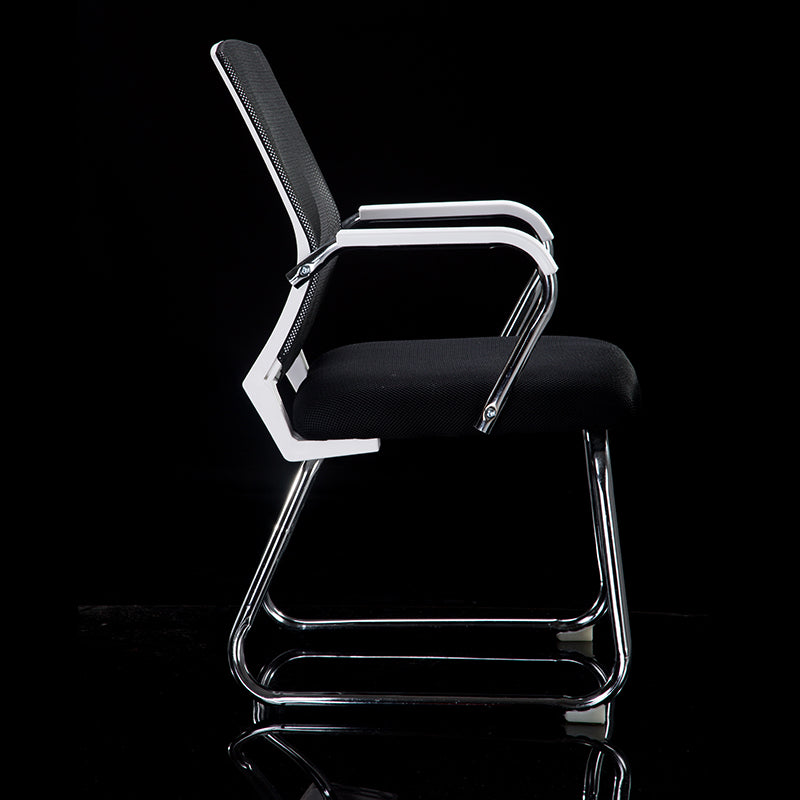 Mid-Back Mesh Conference Chair Ergonomic Visitor Chair with Breathable Mesh Chrome Steel Bow Base Multi-Color Office Chair for Meeting Rooms & Reception Areas