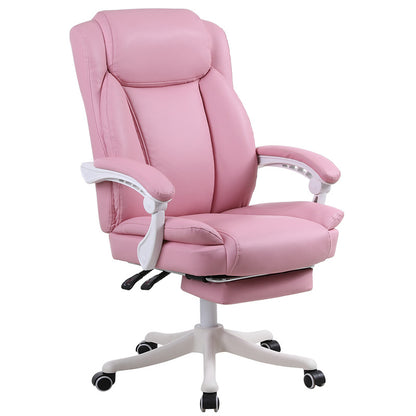 Luxury Brown Leather High-Back Office Chair Footrest, Ergonomic Support Chrome Casters – Plush Executive Seating for Workspaces & Home Offices