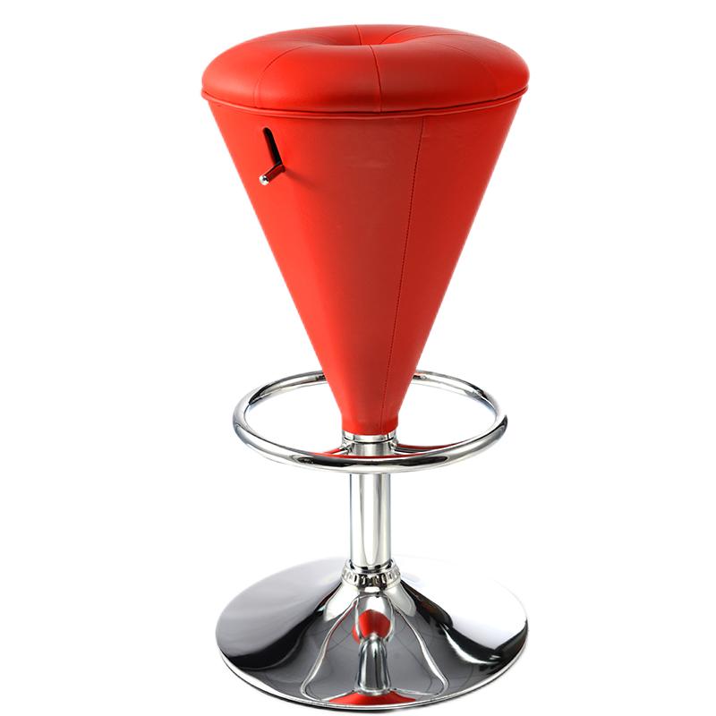 Adjustable Cone-Shaped Bar Stool Tufted Leather Upholstery Multi-Style Options & Chrome Dual-Ring Footrest