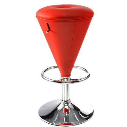 Adjustable Cone-Shaped Bar Stool Tufted Leather Upholstery Multi-Style Options & Chrome Dual-Ring Footrest