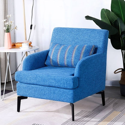 Casual Single Sofa Houndstooth & Solid Fabric Black Metal Legs Multi-Pattern Options