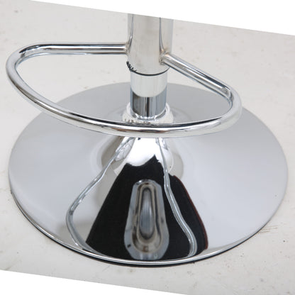 Adjustable Height Bar Stool Sculpted Bentwood Backrest Plush Leather Cushion & Chrome Disc Base