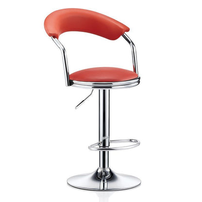 Curved Armrest Adjustable Bar Stool Leather Crocodile Texture Option Chrome Base & Footrest