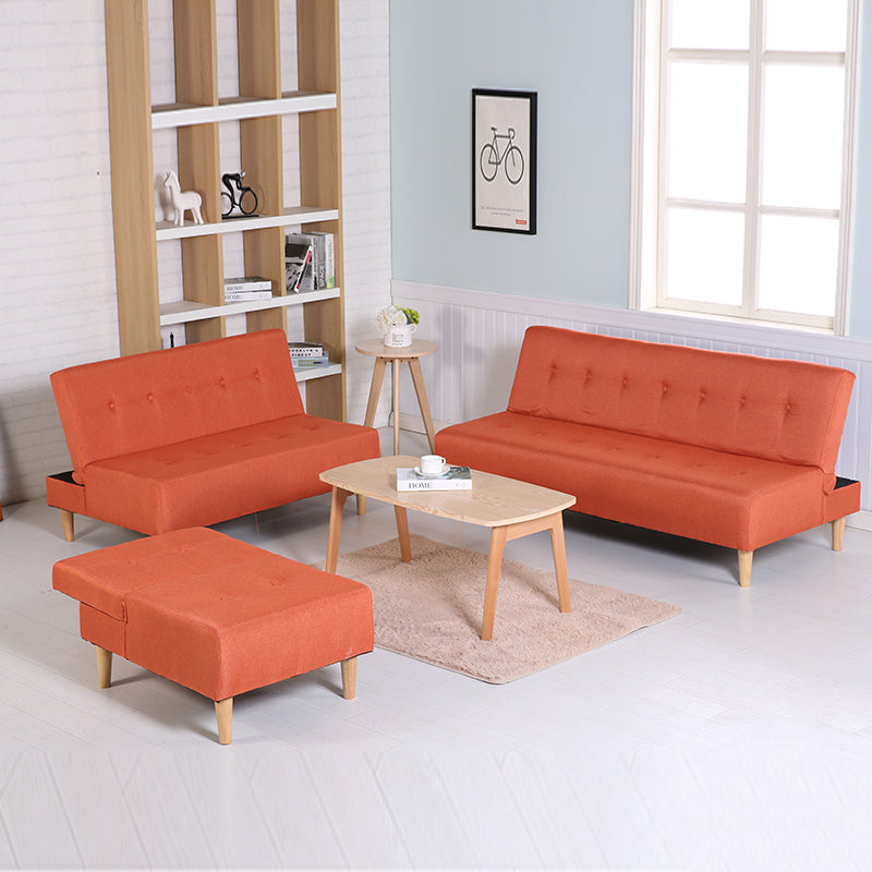 Blue Fabric Convertible Chair with Storage Modern Single Seat for Living Room