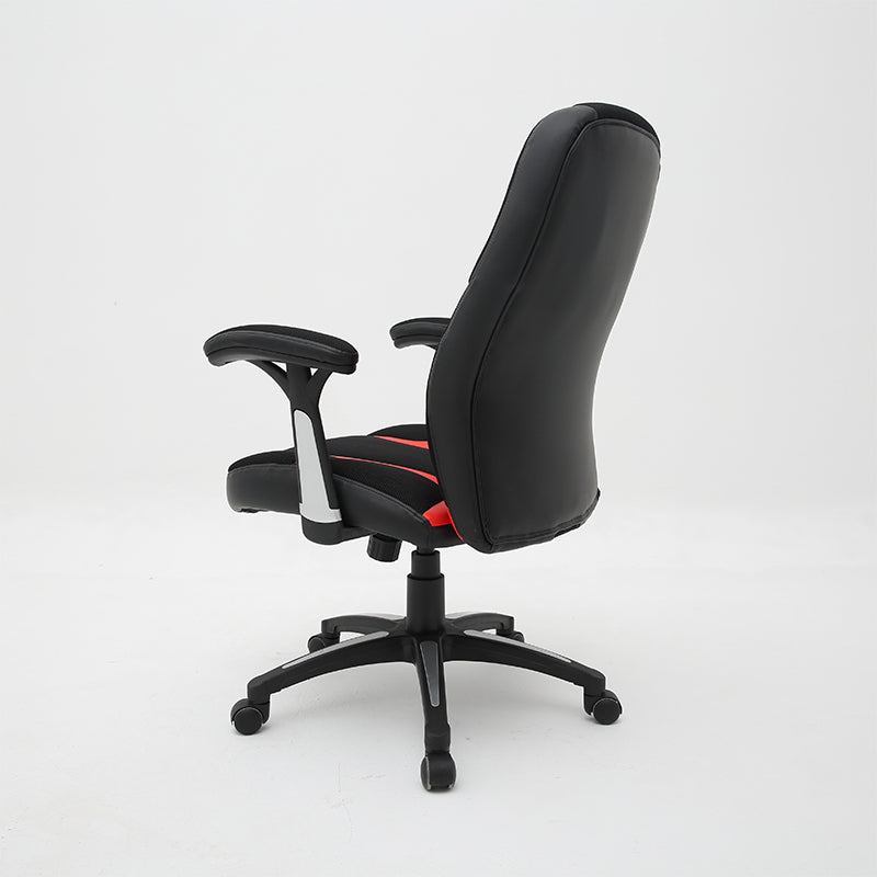 B20 Sitmod Gaming Office Chair, High-Back Ergonomic Desk Chair with Breathable Mesh, Premium PU Leather & Fabric Gaming Chair with 360° Swivel & Height Adjustment, Black-Red Racing Style Chair for Home Office & Gaming