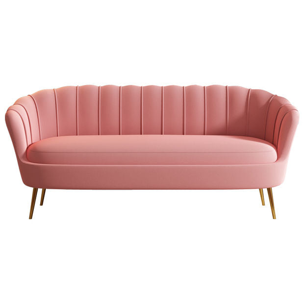 Shell Texture Velvet Sofa Dutch Velvet Fabric Gold Metal Legs Multi-Size Options