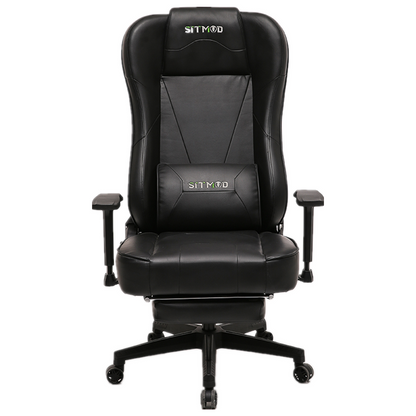 Red-Black-White Gaming Chair Lumbar Pillow, Footrest Adjustable Arms Sturdy Base Ergonomic Support for Gaming & Office Work Sessions