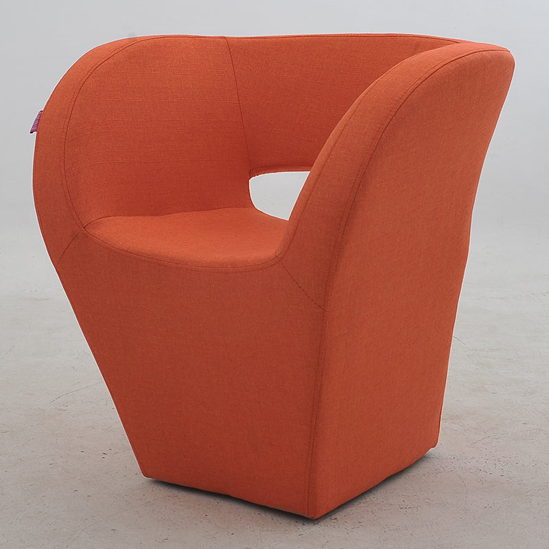 Vibrant Red Modern Hollow-Out Arm Chair Soft Contoured Fabric Seating Sleek Statement Piece for Stylish Living Rooms & Contemporary Spaces