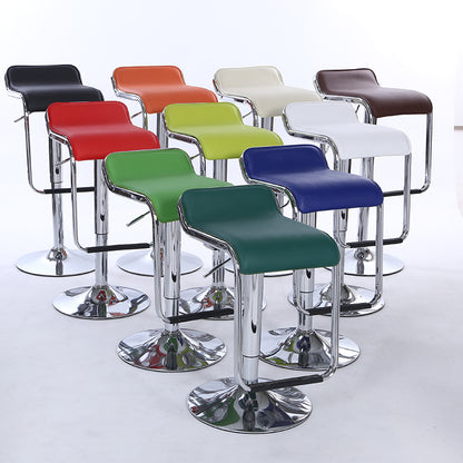 Adjustable Height Bar Stool Curved Leather Seat Chrome Frame & Disc Base With Bar Table Set Option