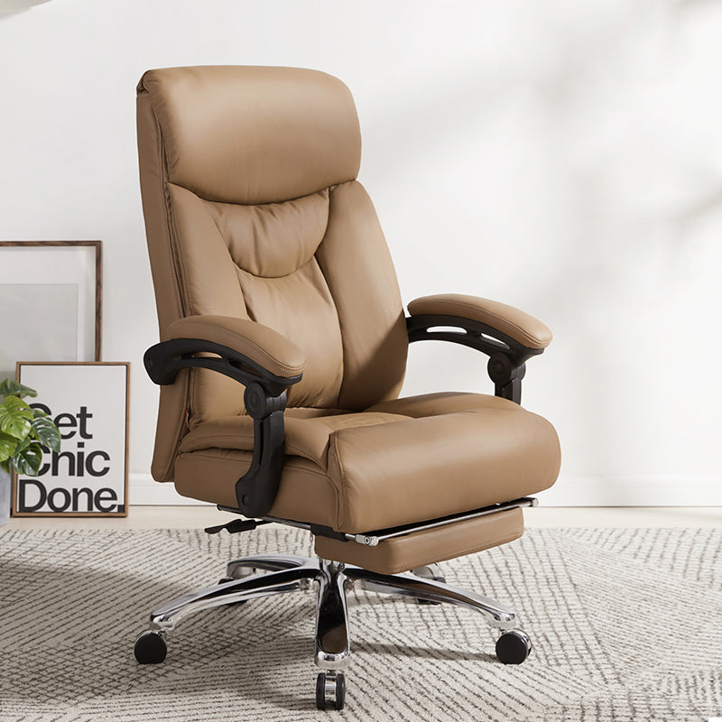 B26 Sitmod Reclining Executive Office Chair, High-Back Plush Ergonomic Desk Chair with Retractable Footrest, Premium PU Leather Office Chair with 360° Swivel & Height Adjustment, Luxury Office Chair for Home & Corporate Spaces