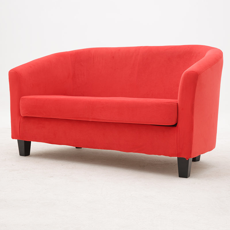 Vibrant Red Leather Tub Armchair Sleek Curved Design Sturdy Wooden Legs Single Seater for Living Rooms & Cozy Reading Nooks