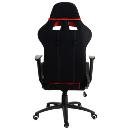 Fabric Gaming Chair High-Back Racing Style with Red-Black Color Blocking & Breathable Upholstery