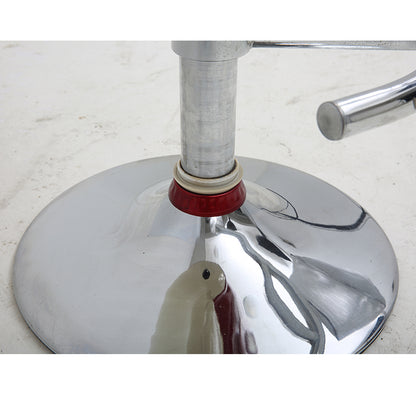 Adjustable Height Bar Stool Perforated Bentwood Backrest Plush Leather Cushion & Chrome Disc Base