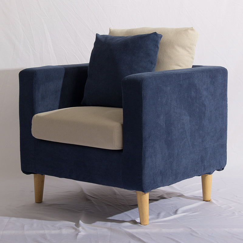 Modern Navy & Beige Fabric Loveseat - Two - Seater Sofa with Wooden Legs
