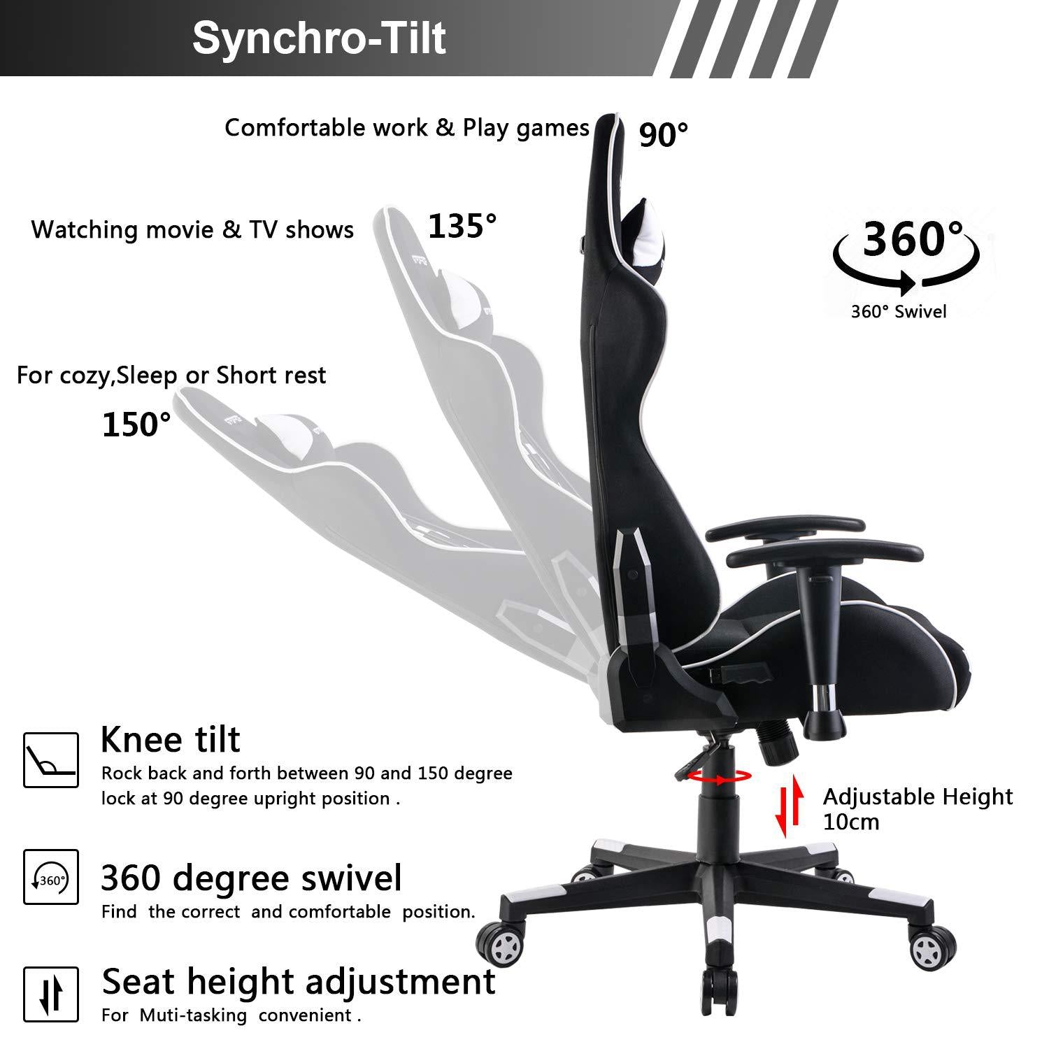 P50 SITMOD Ergonomic Gaming Chair: Tech-Trim Breathable Mesh Racing Chair with Synchro-Tilt Mechanism
