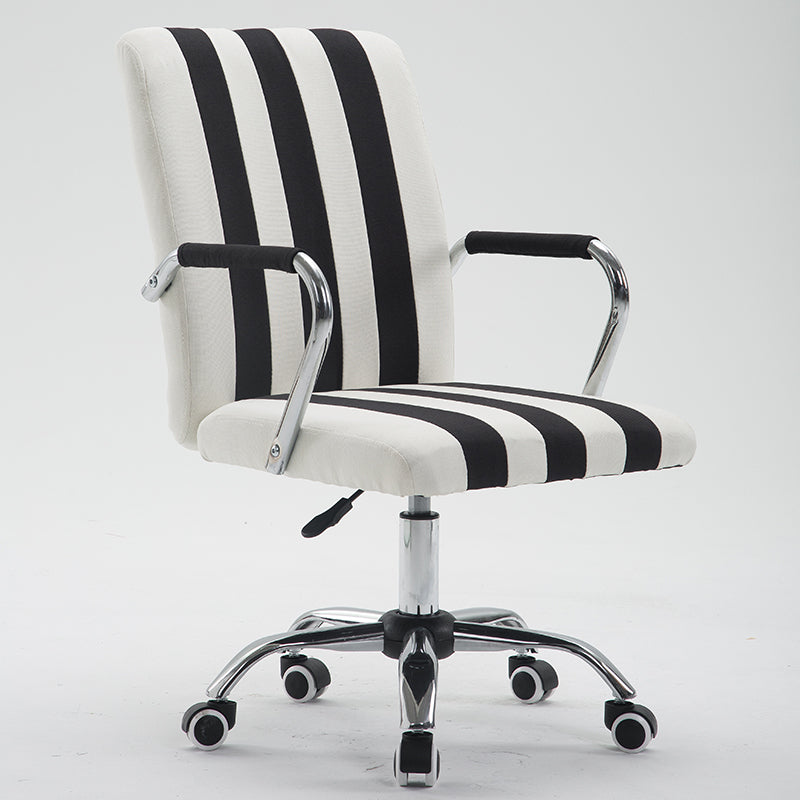 B25 Sitmod Striped Office Chair, Mid-Back Ergonomic Desk Chair with Fabric/PU Leather, 360° Swivel & Height Adjustment, Multi-Color Striped Chair for Home Office & Creative Spaces