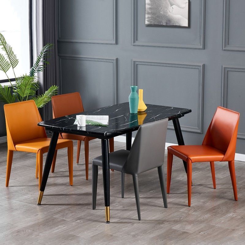 Modern Minimalist Leather Dining Chair Sleek Silhouette Multi-Hue Options & Clean-Line Design
