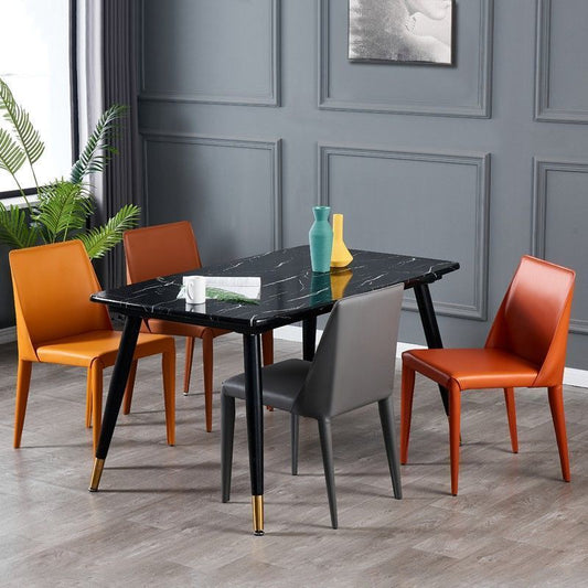 Modern Minimalist Leather Dining Chair Sleek Silhouette Multi-Hue Options & Clean-Line Design