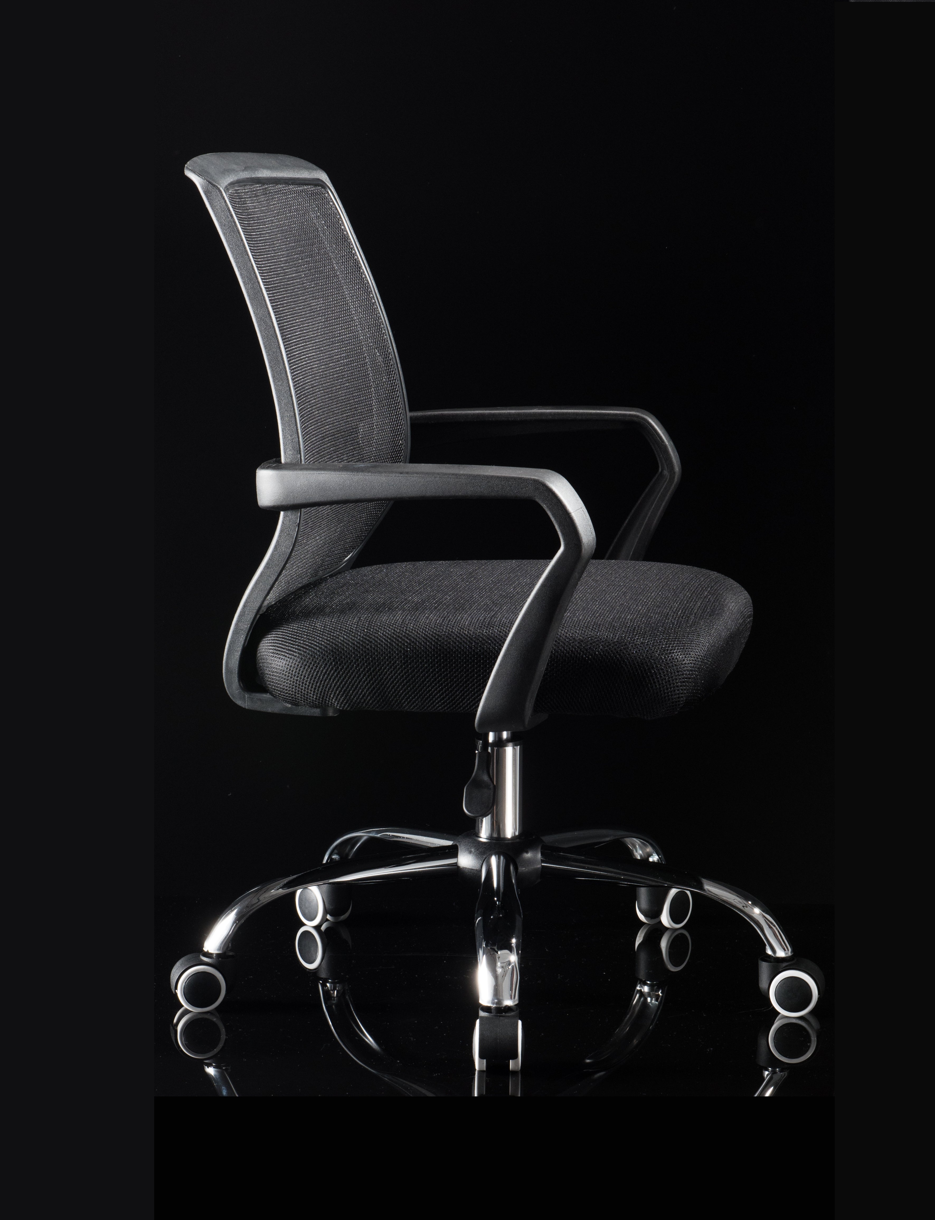 W02 Sitmod Mid-Back Mesh Office Chair, Ergonomic Desk Chair with Breathable Mesh, 360° Swivel & Height Adjustment, Black Office Chair for Home & Corporate Spaces