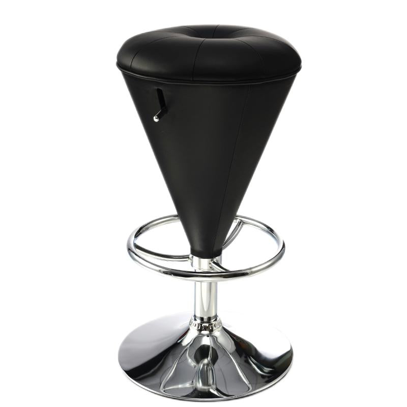Adjustable Cone-Shaped Bar Stool Tufted Leather Upholstery Multi-Style Options & Chrome Dual-Ring Footrest