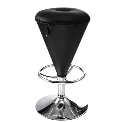 Adjustable Cone-Shaped Bar Stool Tufted Leather Upholstery Multi-Style Options & Chrome Dual-Ring Footrest