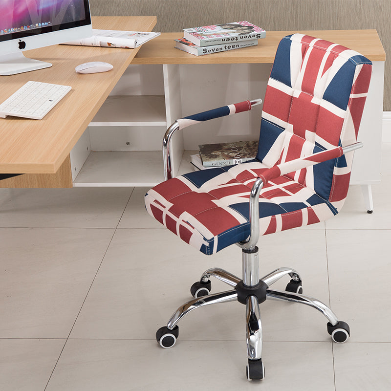 Mid-Back Office Chair Quilted Ergonomic Desk Chair with PU Leather/Fabric 360° Swivel & Height Adjustment Multi-Color Stylish Chair for Home Office & Creative Spaces