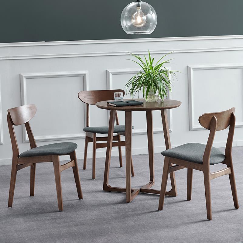 C-24-SITMOD Nordic Minimalist Dining Chair: Crescent Solid Wood Back, Fabric Cushion & Warm Wood Finish
