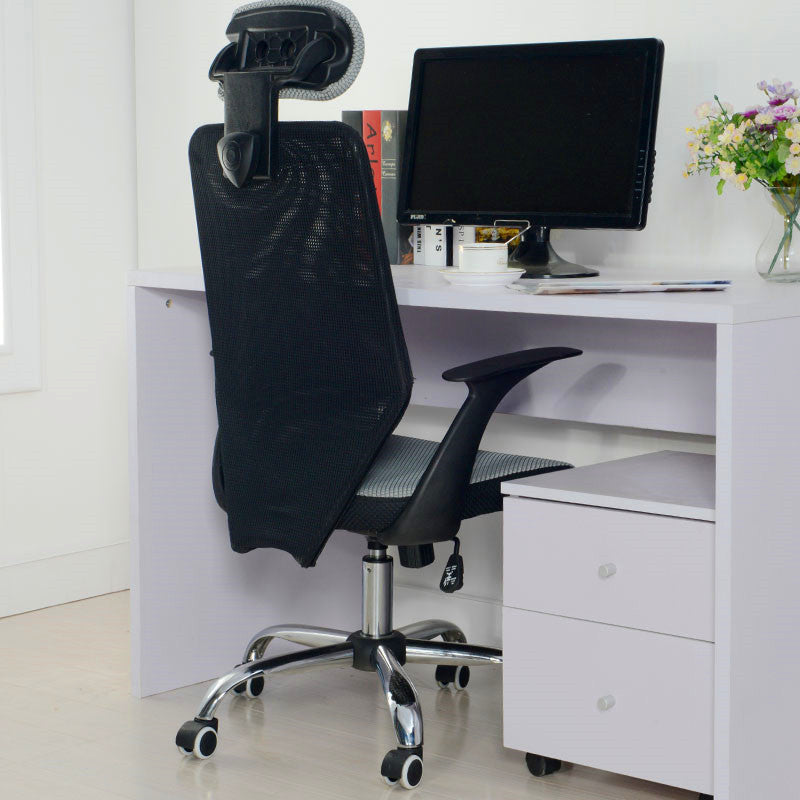 W26 Sitmod High-Back Mesh Office Chair, Ergonomic Desk Chair with Adjustable Headrest & Flip-Up Armrests, 360° Swivel & Height Adjustment, Black & Gray Chair for Home Office & Gaming