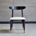 C-07-SITMOD Modern Minimalist Dining Chair: Curved Back Design, Brass Leg Caps, Fabric/Leather Upholstery for Dining & Living Spaces