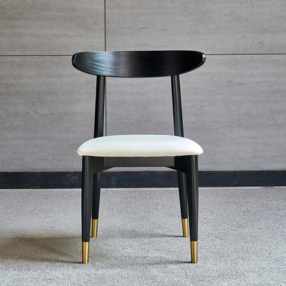 Modern Minimalist Dining Chair Curved Back Design Brass Leg Caps Fabric/Leather Upholstery for Dining & Living Spaces