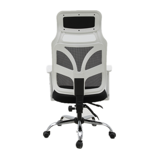 High-Back Ergonomic Mesh Office Chair Adjustable Headrest Desk Chair with Breathable Mesh 360° Swivel & Height Adjustment  Black & White Office Chair for Home & Gaming