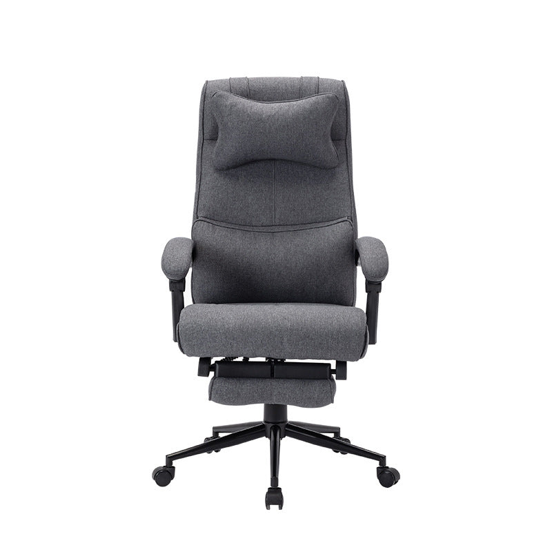 B02-Gray Fabric Reclining Office Chair with Headrest, Footrest & Adjustable Ergonomic Support for Comfortable Work, Gaming & Relaxing Lounging Sessions